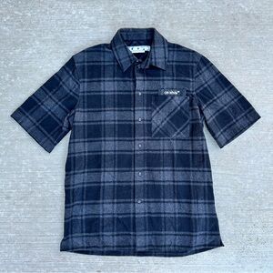 OFF-WHITE "Permanent" Men’s Short Sleeve Flannel Shirt
